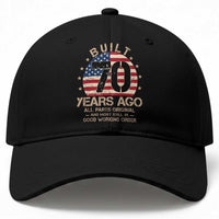 Funny 70th Birthday Baseball Cap Vintage US Flag Built 70 Years Ago Parts Original