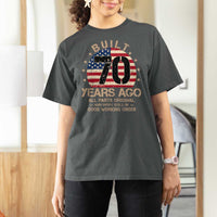 Funny 70th Birthday T Shirt For Women Vintage US Flag Built 70 Years Ago Parts Original