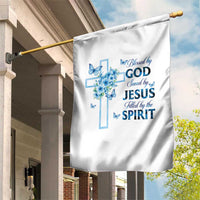Christian Jesus Garden Flag Blessed By God Saved By Jesus Blue Floral Cross Butterfly Art