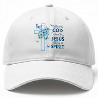 Christian Jesus Baseball Cap Blessed By God Saved By Jesus Blue Floral Cross Butterfly Art