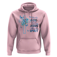 Christian Jesus Hoodie Blessed By God Saved By Jesus Blue Floral Cross Butterfly Art