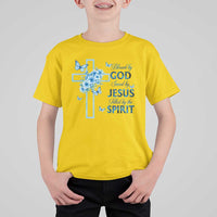 Christian Jesus T Shirt For Kid Blessed By God Saved By Jesus Blue Floral Cross Butterfly Art