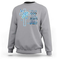 Christian Jesus Sweatshirt Blessed By God Saved By Jesus Blue Floral Cross Butterfly Art