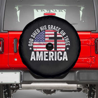 God Shed His Grace On Thee Spare Tire Cover Vintage Patriotic Christian USA Flag Cross - Wonder Print Shop