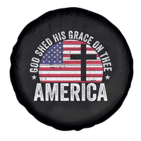 God Shed His Grace On Thee Spare Tire Cover Vintage Patriotic Christian USA Flag Cross - Wonder Print Shop