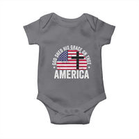 God Shed His Grace On Thee Baby Onesie Vintage Patriotic Christian USA Flag Cross - Wonder Print Shop