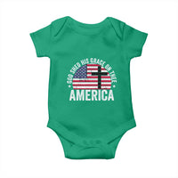 God Shed His Grace On Thee Baby Onesie Vintage Patriotic Christian USA Flag Cross - Wonder Print Shop