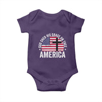 God Shed His Grace On Thee Baby Onesie Vintage Patriotic Christian USA Flag Cross - Wonder Print Shop