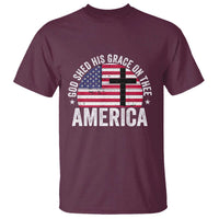 God Shed His Grace On Thee T Shirt Vintage Patriotic Christian USA Flag Cross - Wonder Print Shop