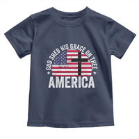 God Shed His Grace On Thee Toddler T Shirt Vintage Patriotic Christian USA Flag Cross - Wonder Print Shop