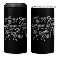 Pregnant Girl Summer 4 in 1 Can Cooler Tumbler Beach Pregnancy Announcement Summer Baby Shower - Wonder Print Shop