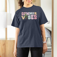 Summer Vibes T Shirt For Women Beach Life Gift Distressed Beach Mom - Wonder Print Shop