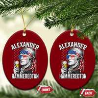 Funny Hamilton Drinking Ceramic Ornament Alexander Hammeredton 4th of July Beer Merica Flag - Wonder Print Shop