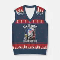 Funny Hamilton Drinking V-Neck Knit Sweater Vest Alexander Hammeredton 4th of July Beer Merica Flag - Wonder Print Shop