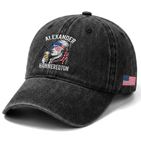 Funny Hamilton Drinking Washed Cotton Baseball Cap Alexander Hammeredton 4th of July Beer Merica Flag