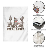 Feral & Free Raccoon Garden Flag Funny 4th of July Cowboy Meme Retro Independence Day - Wonder Print Shop