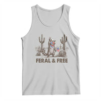 Feral & Free Raccoon Tank Top Funny 4th of July Cowboy Meme Retro Independence Day - Wonder Print Shop