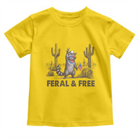 Feral & Free Raccoon Toddler T Shirt Funny 4th of July Cowboy Meme Retro Independence Day - Wonder Print Shop