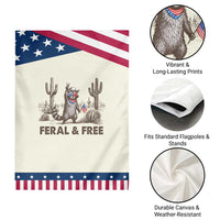 Feral & Free Raccoon Garden Flag Funny 4th of July Cowboy Meme Retro Independence Day