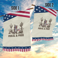 Feral & Free Raccoon Garden Flag Funny 4th of July Cowboy Meme Retro Independence Day