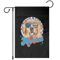 Funny Golden Retriever Merica Garden Flag 4th of July Dog Mom Dad Patriotic USA Retro 90s - Wonder Print Shop