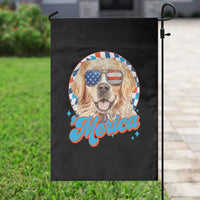 Funny Golden Retriever Merica Garden Flag 4th of July Dog Mom Dad Patriotic USA Retro 90s - Wonder Print Shop