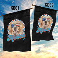 Funny Golden Retriever Merica Garden Flag 4th of July Dog Mom Dad Patriotic USA Retro 90s - Wonder Print Shop