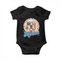 Funny Golden Retriever Merica Baby Onesie 4th of July Dog Mom Dad Patriotic USA Retro 90s - Wonder Print Shop