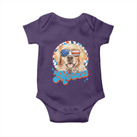 Funny Golden Retriever Merica Baby Onesie 4th of July Dog Mom Dad Patriotic USA Retro 90s - Wonder Print Shop