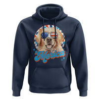 Funny Golden Retriever Merica Hoodie 4th of July Dog Mom Dad Patriotic USA Retro 90s - Wonder Print Shop