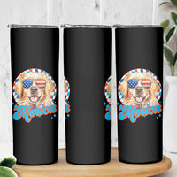 Funny Golden Retriever Merica Skinny Tumbler 4th of July Dog Mom Dad Patriotic USA Retro 90s - Wonder Print Shop