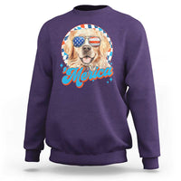 Funny Golden Retriever Merica Sweatshirt 4th of July Dog Mom Dad Patriotic USA Retro 90s - Wonder Print Shop