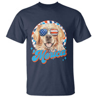 Funny Golden Retriever Merica T Shirt 4th of July Dog Mom Dad Patriotic USA Retro 90s - Wonder Print Shop