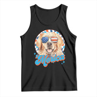 Funny Golden Retriever Merica Tank Top 4th of July Dog Mom Dad Patriotic USA Retro 90s - Wonder Print Shop