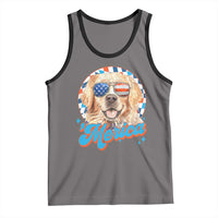 Funny Golden Retriever Merica Tank Top 4th of July Dog Mom Dad Patriotic USA Retro 90s - Wonder Print Shop