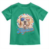 Funny Golden Retriever Merica Toddler T Shirt 4th of July Dog Mom Dad Patriotic USA Retro 90s - Wonder Print Shop
