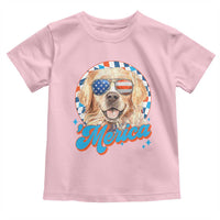 Funny Golden Retriever Merica Toddler T Shirt 4th of July Dog Mom Dad Patriotic USA Retro 90s - Wonder Print Shop