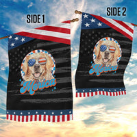 Funny Golden Retriever Merica Garden Flag 4th of July Dog Mom Dad Patriotic USA Retro 90s