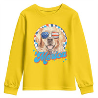 Funny Golden Retriever Merica Youth Sweatshirt 4th of July Dog Mom Dad Patriotic USA Retro 90s - Wonder Print Shop