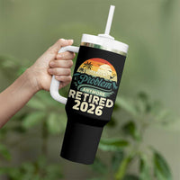 Retired 2026 Tumbler With Handle Vintage Retro Retirement Not My Problem Anymore