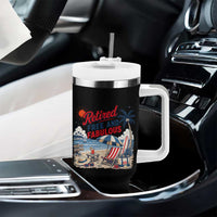 Retirement Gifts For Her Tumbler With Handle Retro Retired Free And Fabulous Beach Summer Vacation Vintage