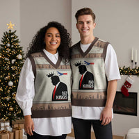 No Kings V-Neck Knit Sweater Vest Funny Resist Meme - Wonder Print Shop
