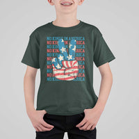 No Kings In America T Shirt For Kid USA Flag Peace Sign Hand 4th of July Patriotic - Wonder Print Shop