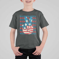 No Kings In America T Shirt For Kid USA Flag Peace Sign Hand 4th of July Patriotic - Wonder Print Shop