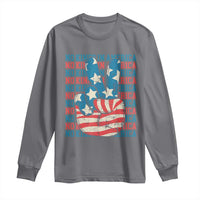 No Kings In America Long Sleeve Shirt USA Flag Peace Sign Hand 4th of July Patriotic - Wonder Print Shop