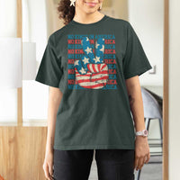 No Kings In America T Shirt For Women USA Flag Peace Sign Hand 4th of July Patriotic - Wonder Print Shop