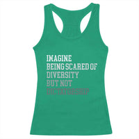 Imagine Being Scared Of Diversity But Not Dictatorship Racerback Tank Top Retro Vintage - Wonder Print Shop