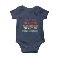 Voltaire Quote Baby Onesie Protest Believe Absurdities Commit Atrocities Retro - Wonder Print Shop