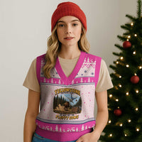 Yellowstone National Park Do Not Pet The Fluffy Cows Bison V-Neck Knit Sweater Vest