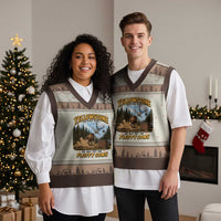Yellowstone National Park Do Not Pet The Fluffy Cows Bison V-Neck Knit Sweater Vest